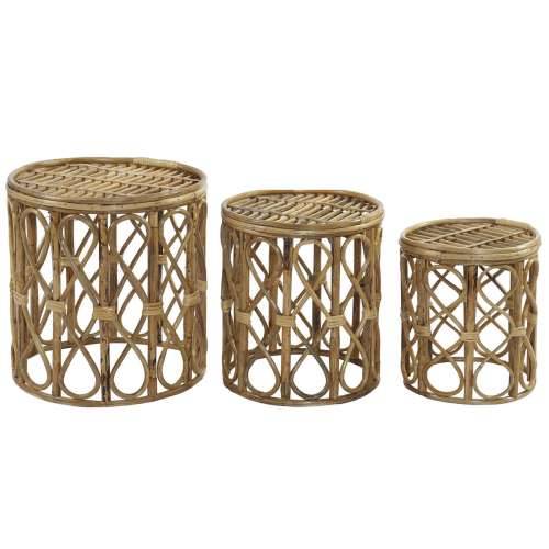 Set od tri stolice DKD Home Decor 39 x 39 x 41 cm Prirodno ispleten od pruća Cijena