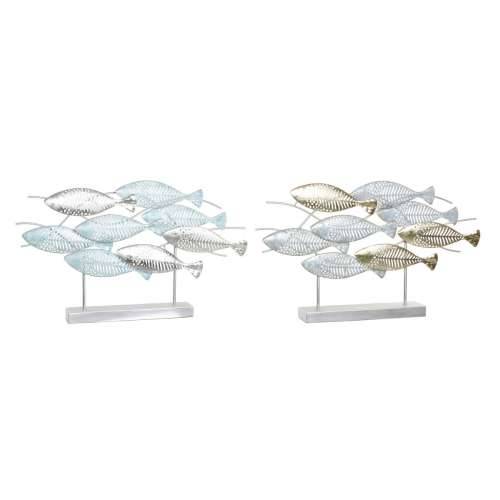 Ukrasna figura DKD Home Decor 65,4 x 9 x 39,5 cm Srebrna Plava zlatan Spirale Mediteran (2 kom.) Cijena