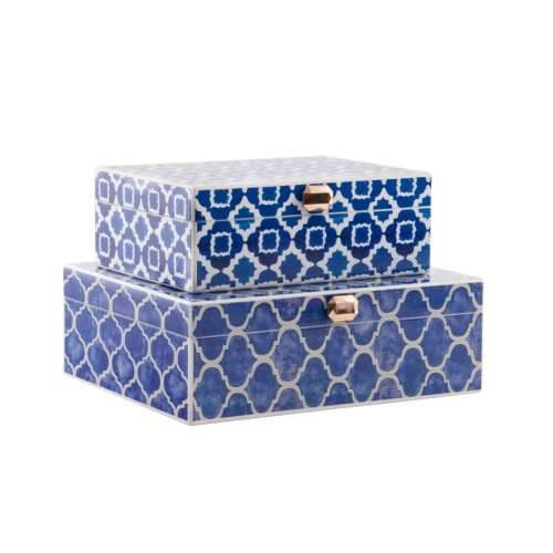 Kutija za nakit DKD Home Decor Plava Mornarsko plava Drvo 24 x 20 x 8 cm (2 kom.) Cijena