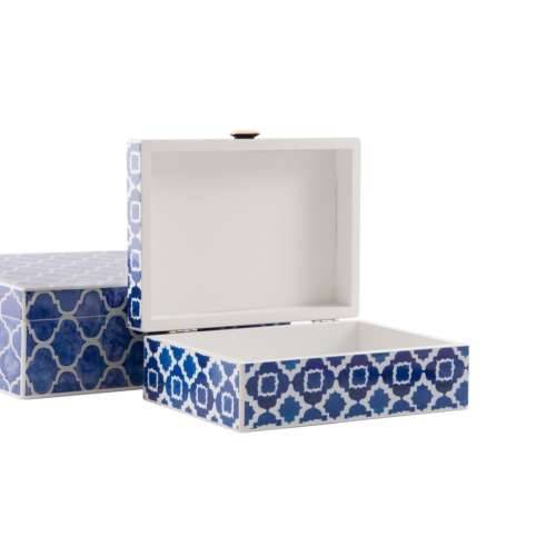 Kutija za nakit DKD Home Decor Plava Mornarsko plava Drvo 24 x 20 x 8 cm (2 kom.) Cijena