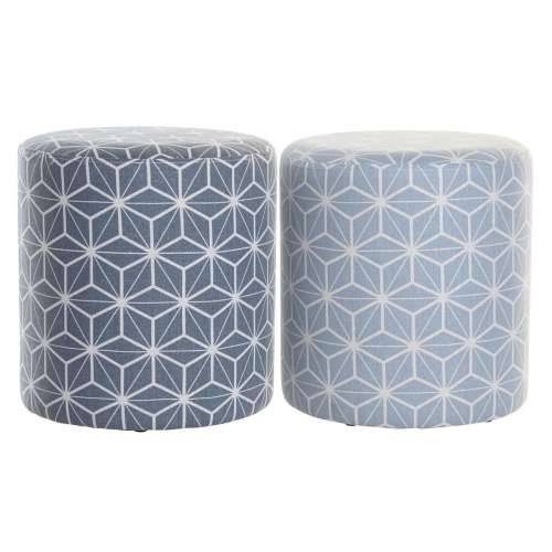 Naslonjač za Noge DKD Home Decor 31 x 31 x 33 cm Plava Nebesko plava Borovina geometrijski Mediteran (2 kom.) Cijena
