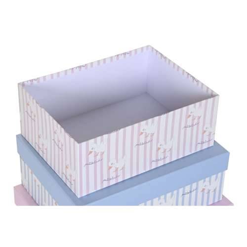 Set Složivih Kutija za Pospremanje DKD Home Decor Plava Roza Karton (43,5 x 33,5 x 15,5 cm) Cijena