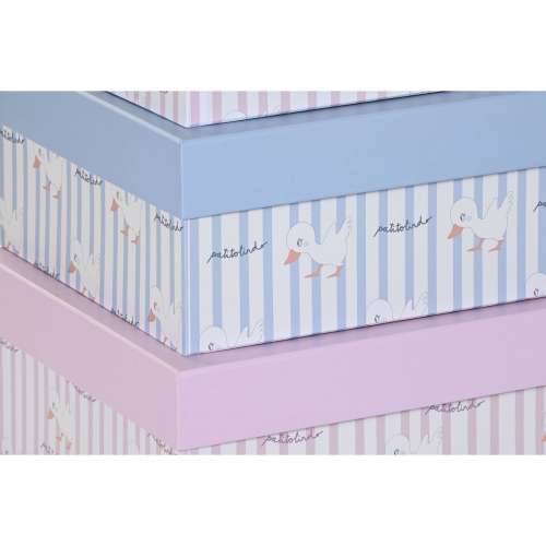 Set Složivih Kutija za Pospremanje DKD Home Decor Plava Roza Karton (43,5 x 33,5 x 15,5 cm) Cijena