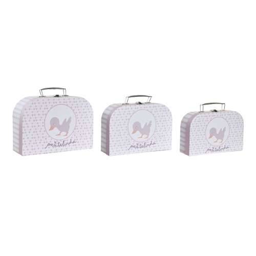 Set ukrasnih kutija DKD Home Decor 28 x 9,5 x 20 cm Roza Metal Pisana Karton Cijena