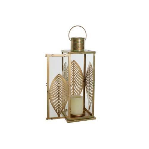Laternas stends DKD Home Decor zlatan Metal 16,5 x 16,5 x 50 cm Biljni list Cijena