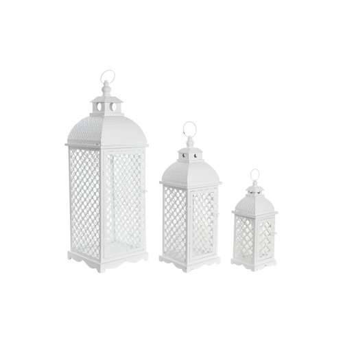 Lanterne DKD Home Decor 24 x 24 x 74 cm Premaz u shabby stilu Kristal Metal Bijela Arap Cijena