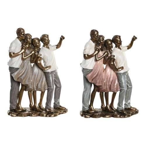 Ukrasna figura DKD Home Decor 18 x 10 x 25 cm Roza zlatan Bijela Obitelj (2 kom.) Cijena