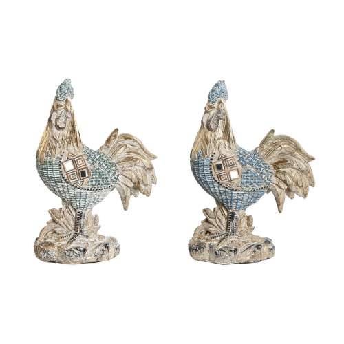 Ukrasna figura DKD Home Decor 14,3 x 7,5 x 20 cm Plava Turkizno Pijetao Decapé (2 kom.) Cijena