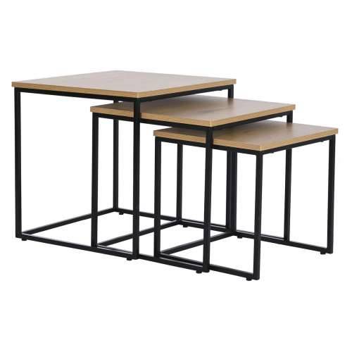 Set od tri stolice DKD Home Decor Crna Metal 45 x 45 x 45 cm Drvo MDF Cijena