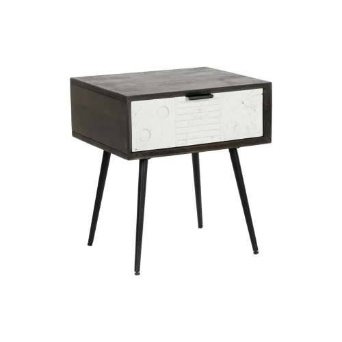 Noćni ormarić DKD Home Decor 45 x 38 x 50 cm Crna Metal Bijela Drvo Manga Wengue Cijena