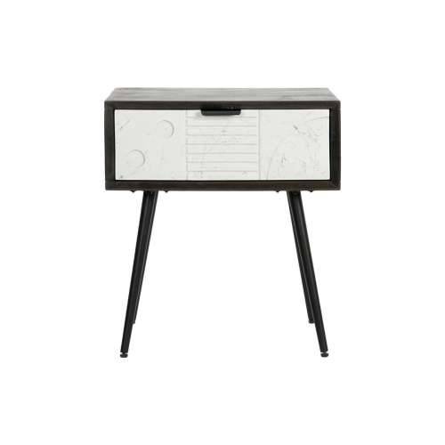 Noćni ormarić DKD Home Decor 45 x 38 x 50 cm Crna Metal Bijela Drvo Manga Wengue Cijena