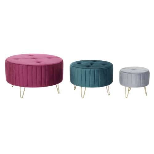 Naslonjač za Noge DKD Home Decor 80 x 80 x 45 cm Metal Poliester Baršun Cijena