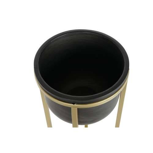 Set žardinjera DKD Home Decor 28,5 x 28,5 x 65,5 cm 28 x 28 x 65 cm Crna zlatan Metal Cijena