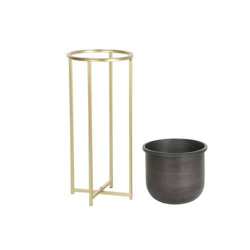 Set žardinjera DKD Home Decor 28,5 x 28,5 x 65,5 cm 28 x 28 x 65 cm Crna zlatan Metal Cijena