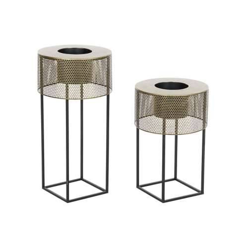 Set žardinjera DKD Home Decor 33 x 33 x 67 cm Crna zlatan Metal Loft Cijena