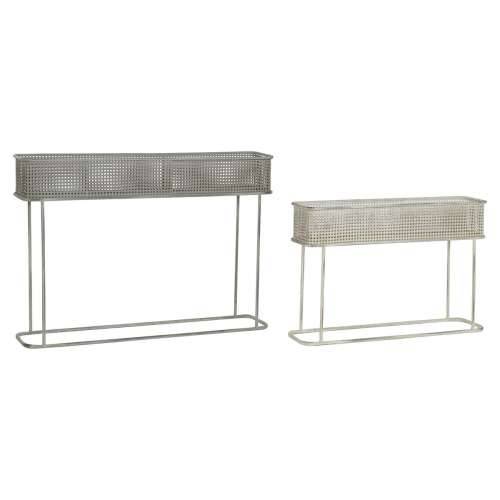 Set žardinjera DKD Home Decor 100 x 22 x 70 cm Siva Metal Bijela Vintage Cijena