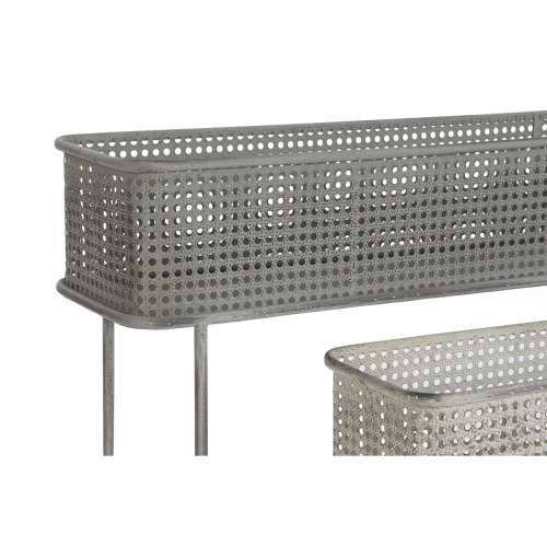 Set žardinjera DKD Home Decor 100 x 22 x 70 cm Siva Metal Bijela Vintage Cijena