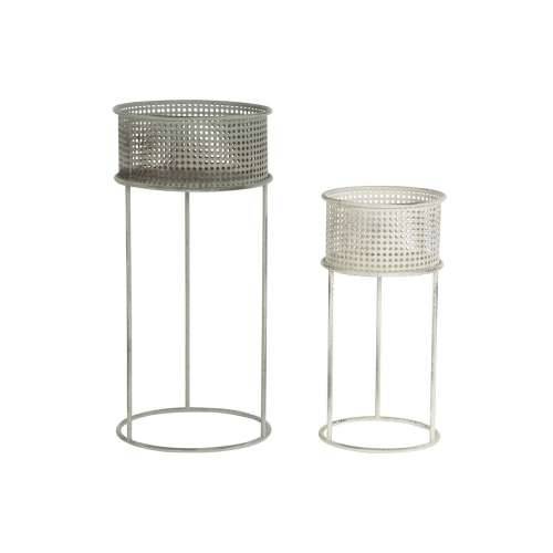Set žardinjera DKD Home Decor 33 x 33 x 70 cm Siva Metal Bijela Vintage Cijena