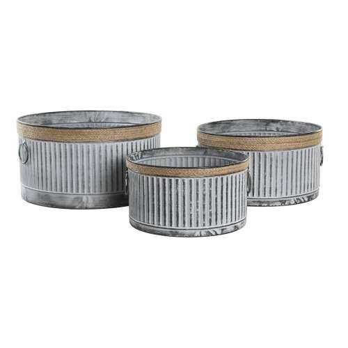Set žardinjera DKD Home Decor Smeđa Siva Metal Uže Vintage Istrošeno 38 x 38 x 21 cm Cijena