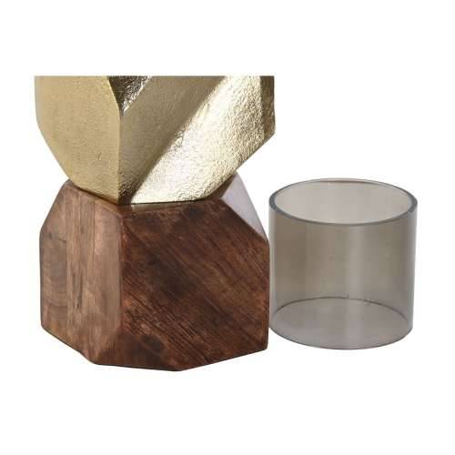 Svijećnjak DKD Home Decor 10 x 10 x 40,5 cm Kristal zlatan Smeđa Aluminij Drvo Manga Cijena