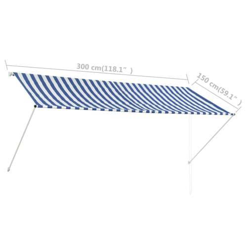 Tenda na uvlačenje 300 x 150 cm plavo-bijela - Plava i bijela 300 x 150 cm 1 Cijena