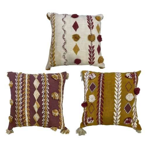 Jastuk DKD Home Decor 40 x 15 x 40 cm Bijela Granatna Horčica (3 Dijelovi) Cijena