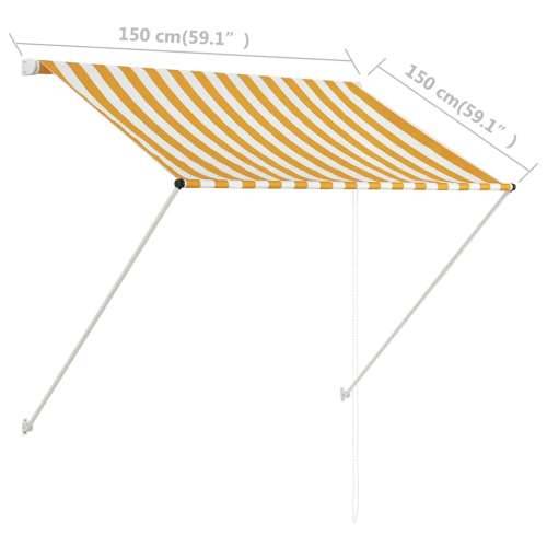 Tenda na uvlačenje 150 x 150 cm žuto-bijela - Žuta i bijela 150 x 150 cm 1 Cijena