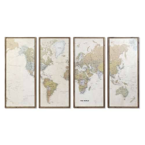 Set od Keturios slike DKD Home Decor Karta Svijeta Vintage Loft 200 x 3,5 x 120 cm Cijena