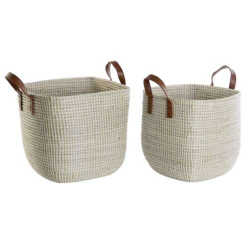 Set košara DKD Home Decor Prirodno Svijetlo smeđi Poliuretan Morska trava 38 x 38 x 35 cm Cijena