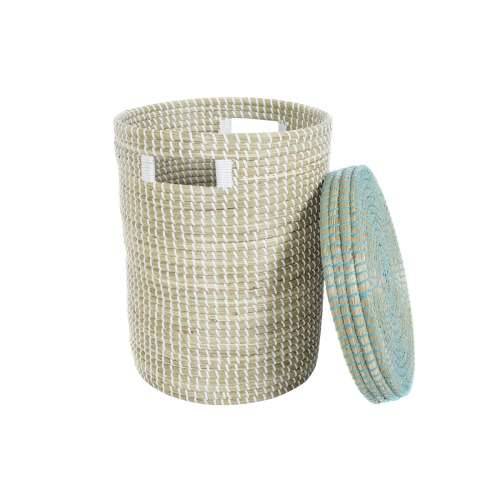 Set košara DKD Home Decor Plava Bijela Prirodno Morska trava 44 x 44 x 51 cm Cijena