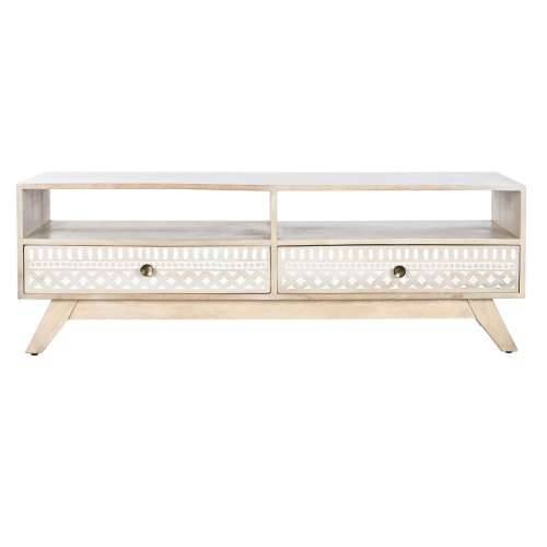 Namještaj za TV kabinet DKD Home Decor Bijela Prirodno Drvo Manga 130 x 40 x 45 cm Cijena