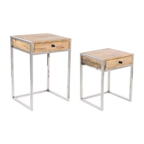 Set od dvije stolice Home ESPRIT Smeđa Srebrna Prirodno Čelik Drvo Manga 45,5 x 41 x 66,5 cm Cijena