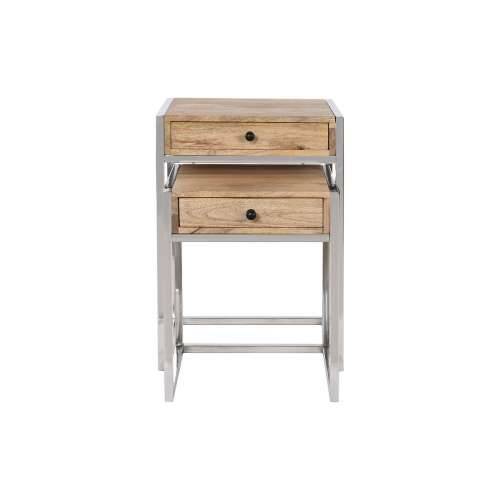 Set od dvije stolice Home ESPRIT Smeđa Srebrna Prirodno Čelik Drvo Manga 45,5 x 41 x 66,5 cm Cijena