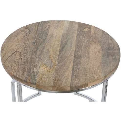 Set od tri stolice Home ESPRIT Smeđa Srebrna Prirodno Čelik Drvo Manga 49,5 x 49,5 x 62 cm Cijena