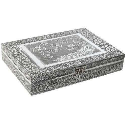 Kutija za nakit Home ESPRIT Zelena Srebrna Drvo Aluminij 27,5 x 20 x 5,4 cm Cijena