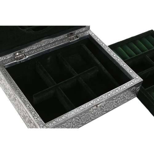 Kutija za nakit Home ESPRIT Zelena Srebrna Drvo Aluminij 22,5 x 17,5 x 7,6 cm Cijena