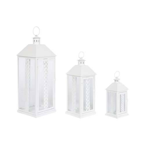 Laternas stends Home ESPRIT Bijela Kristal Željezo Shabby Chic 20 x 20 x 55 cm (3 Dijelovi) Cijena