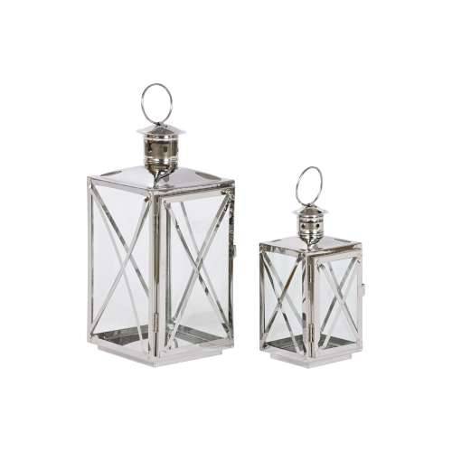 Laternas stends Home ESPRIT Srebrna Kristal Čelik kromirano 16 x 15 x 32 cm (2 Dijelovi) Cijena