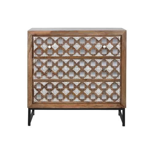 Komoda Home ESPRIT Smeđa Crna Srebrna Drvo Manga Ogledalo Indijac 80 x 38 x 80 cm Cijena