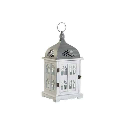 Laternas stends DKD Home Decor Premaz u shabby stilu Bijela Siva Drvo Kristal 19 x 19 x 42 cm Cijena