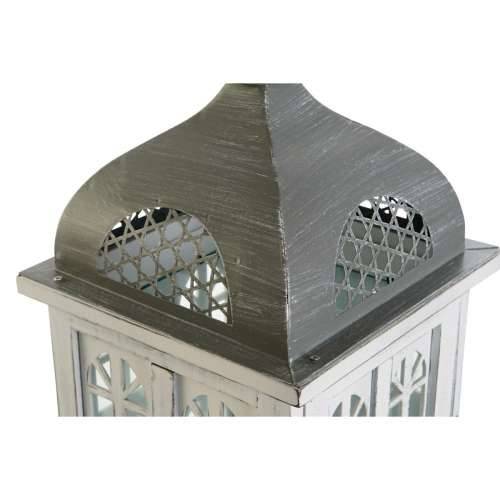Laternas stends DKD Home Decor Premaz u shabby stilu Bijela Siva Drvo Kristal 19 x 19 x 42 cm Cijena