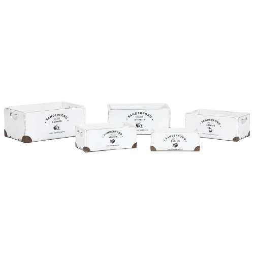 Set ukrasnih kutija Home ESPRIT Sanderford Bijela Jelovina 35 x 22 x 15 cm (5 Dijelovi) Cijena
