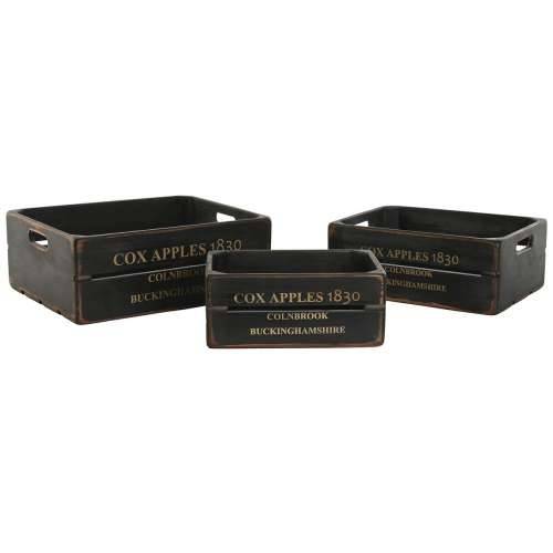 Kutije za odlaganje Home ESPRIT Cox Apples 1830 Crna Jelovina 40 x 30 x 15 cm 3 Dijelovi Cijena