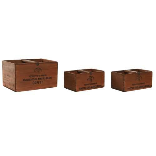 Kutije za odlaganje Home ESPRIT Smeđa Jelovina 35 x 25 x 20 cm 3 Dijelovi Cijena
