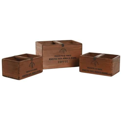 Kutije za odlaganje Home ESPRIT Smeđa Jelovina 35 x 25 x 20 cm 3 Dijelovi Cijena