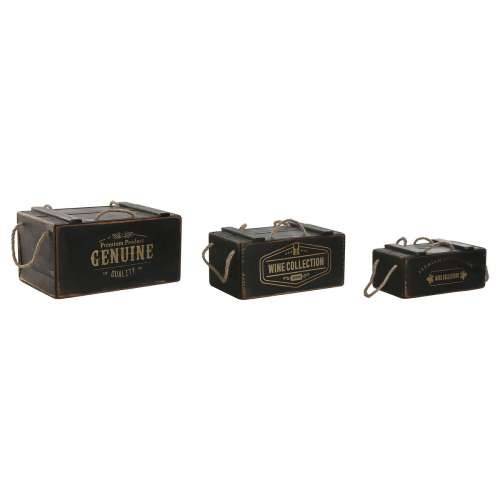 Kutije za odlaganje Home ESPRIT Crna Jelovina 38 x 24 x 20 cm 3 Dijelovi Cijena