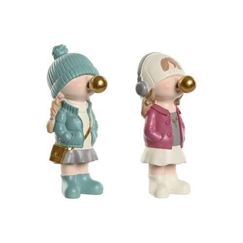 Ukrasna figura Home ESPRIT Roza Turkizno zlatan 8 x 10 x 20 cm (2 kom.) Cijena