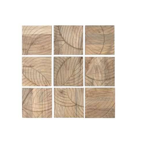 Zidni Ukras Home ESPRIT Prirodno moderan Biljni list 90 x 3 x 90 cm (9 Dijelovi) Cijena