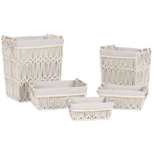 Košara za prljavo rublje Home ESPRIT Bijela Prirodno Metal Shabby Chic 42 x 32 x 51 cm 5 Dijelovi Cijena