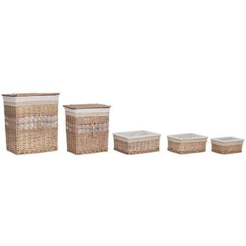 Košara za prljavo rublje Home ESPRIT Bež Prirodno ispleten od pruća Shabby Chic 47 x 35 x 55 cm 5 Dijelovi Cijena